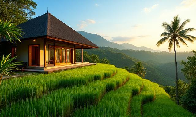 Private villa overlooking rice terraces in Bali